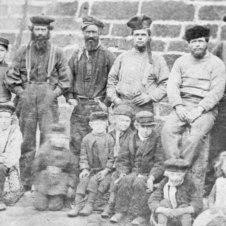 Group of Fishermen and Children, Cove, 1880s