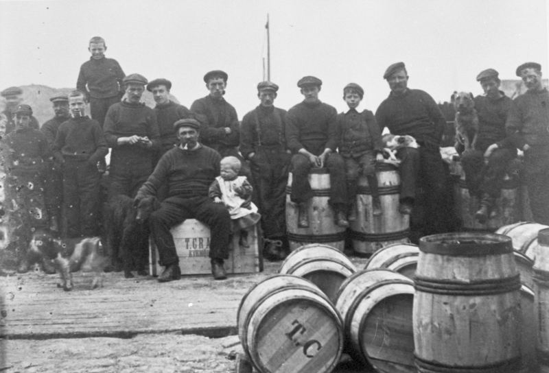 Fishermen and Their Sons on the Pier, Eyemouth, 1900s