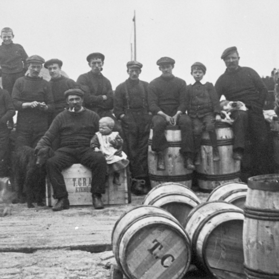 Fishermen and Their Sons on the Pier, Eyemouth, 1900s