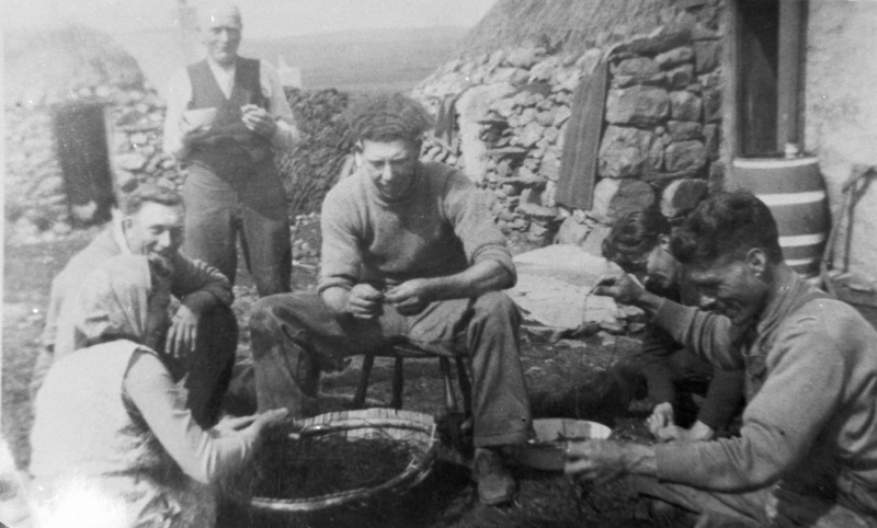 A Fisherman and His Family Baiting lLines, Isle of Lewis.