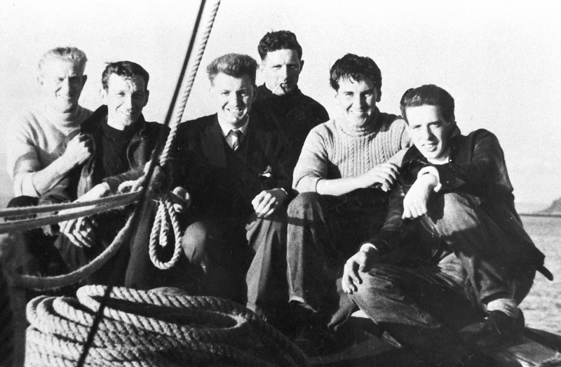Group portrait of men onboard 'Stella Maris II', CN158, Campbeltown,c.1955-1956.