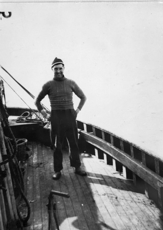 Robert Gardner on 'Verbena', KY97. Original image from Mr D. Smith, Cellardyke.